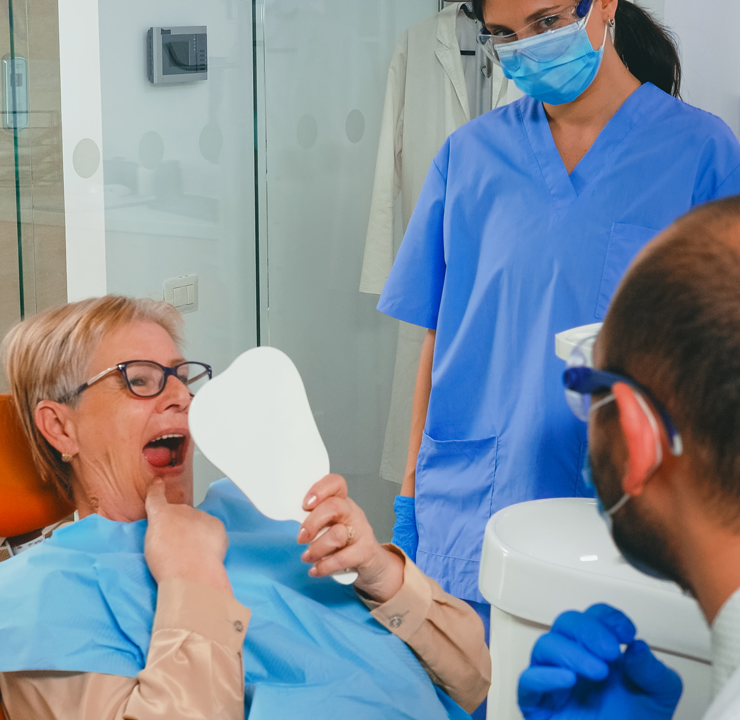 Patient Checking Teeth